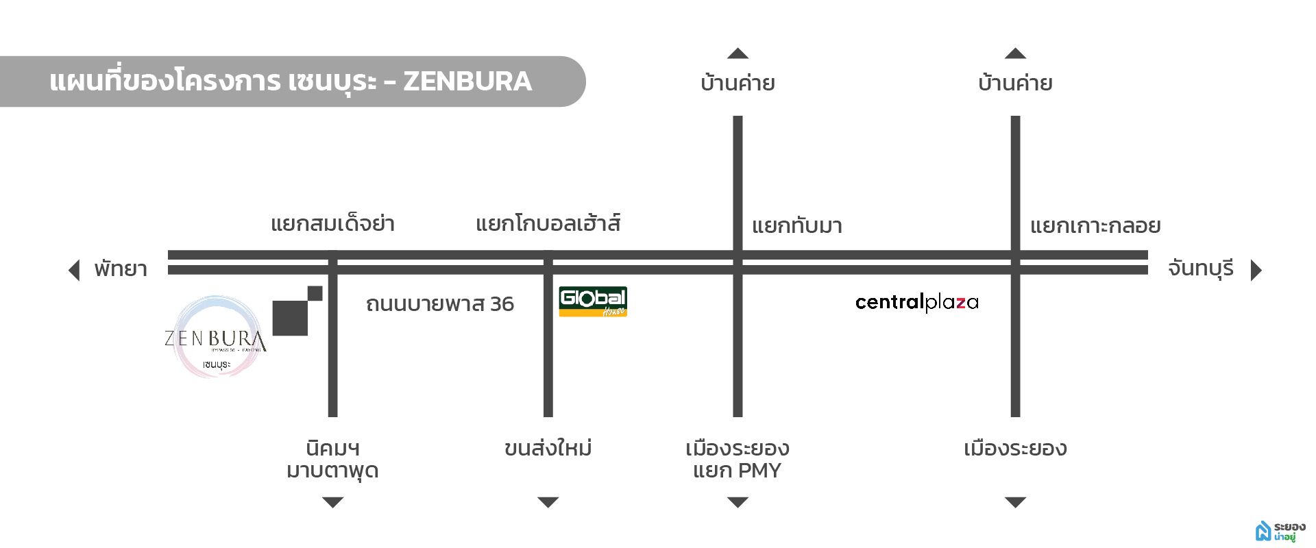 แผนที่โครงการ เซนบุระ - ZENBURA ระยอง