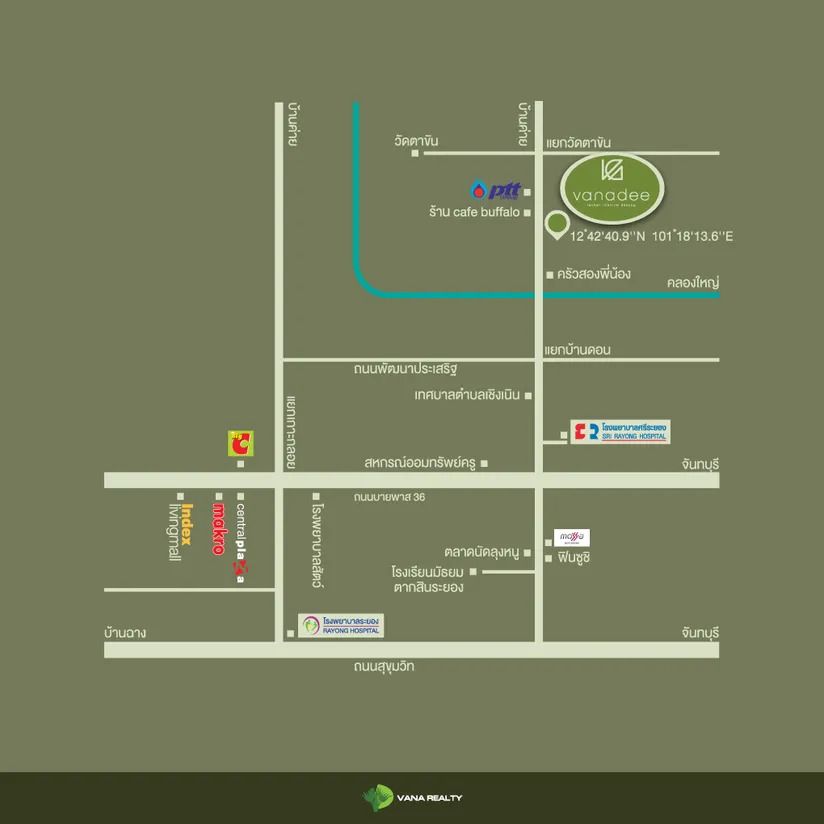 แผนที่โครงการวานา ดี - Vana Dee ระยอง