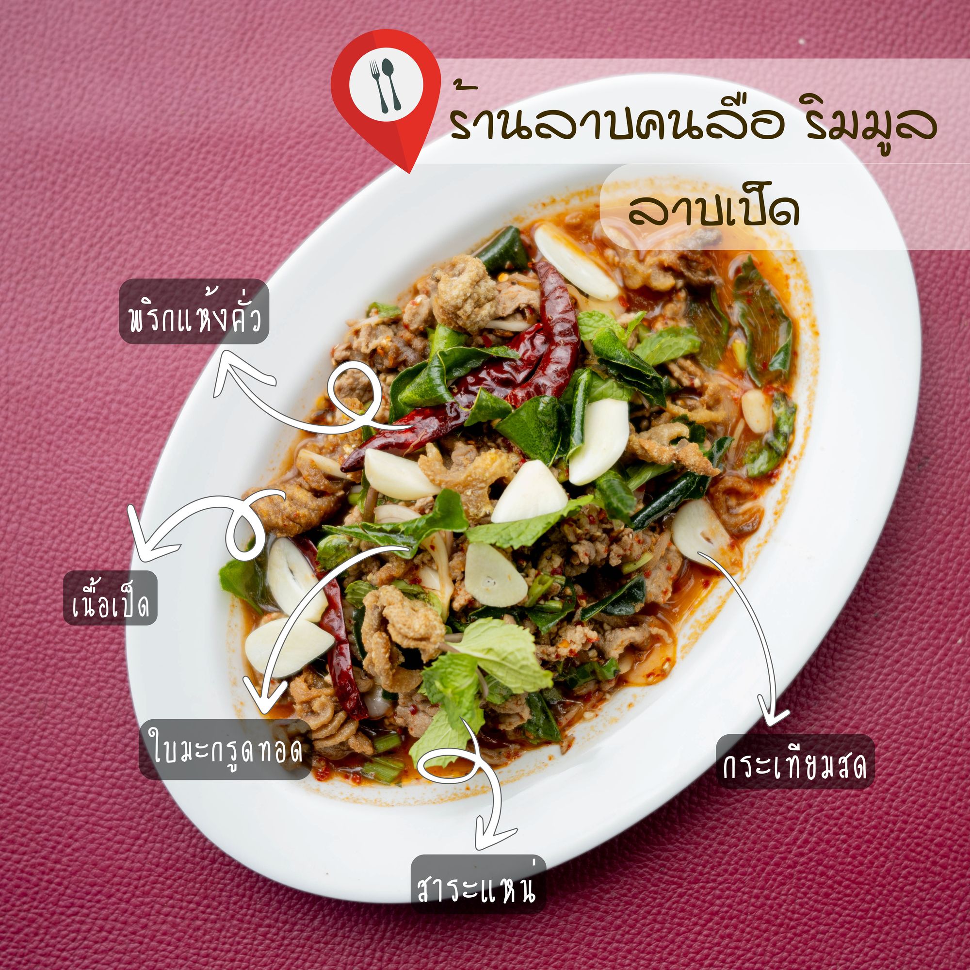 ลาบหลงถิ่น ร้านลาบคนลือ ริมมูล ร้านลาบอุบล