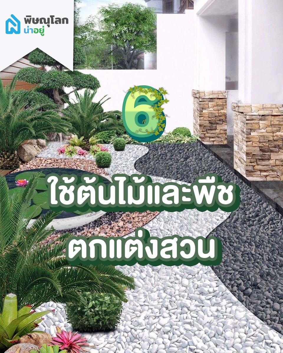 ใช้ต้นไม้หรือพืชตกแต่งสวน