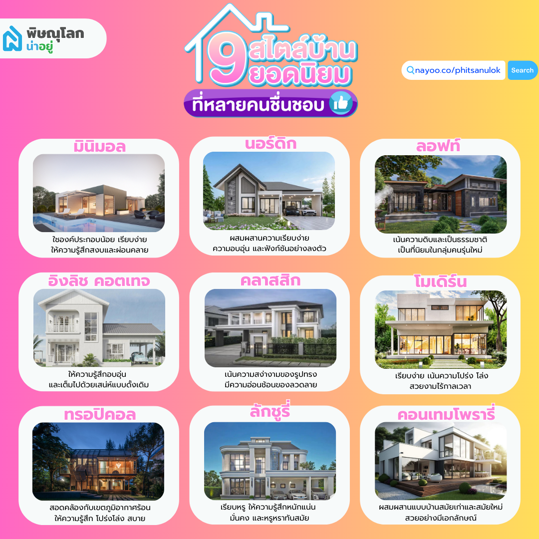 9 สไตล์บ้านยอดนิยม ที่คนให้ความสนใจ ในพิษณุโลก