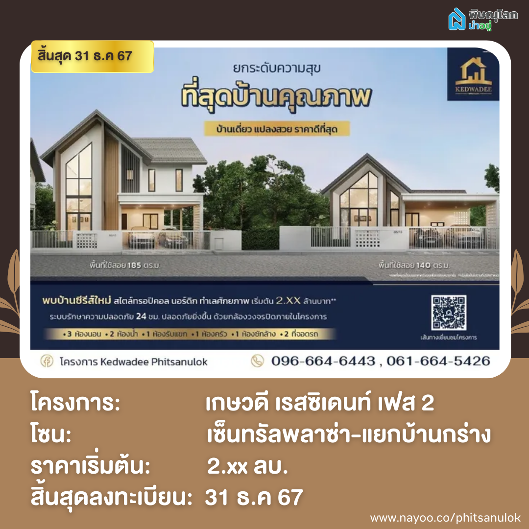 20 โครงการใหม่ใกล้เปิดตัว พิษณุโลก