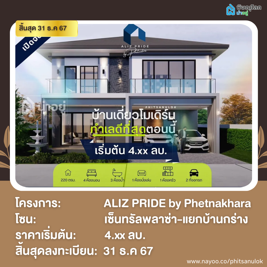 20 โครงการใหม่ใกล้เปิดตัว พิษณุโลก