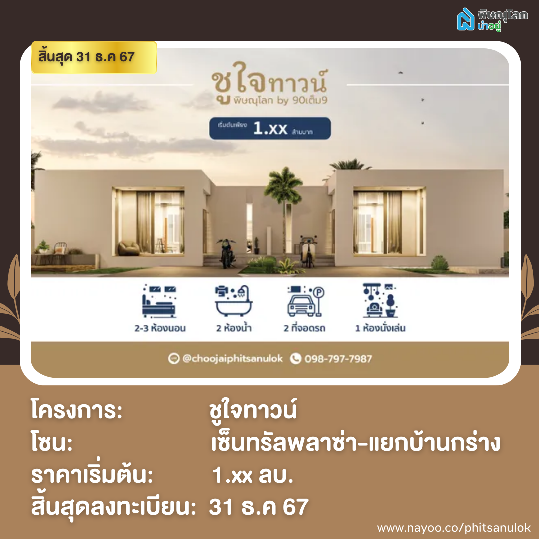 20 โครงการใหม่ใกล้เปิดตัว พิษณุโลก