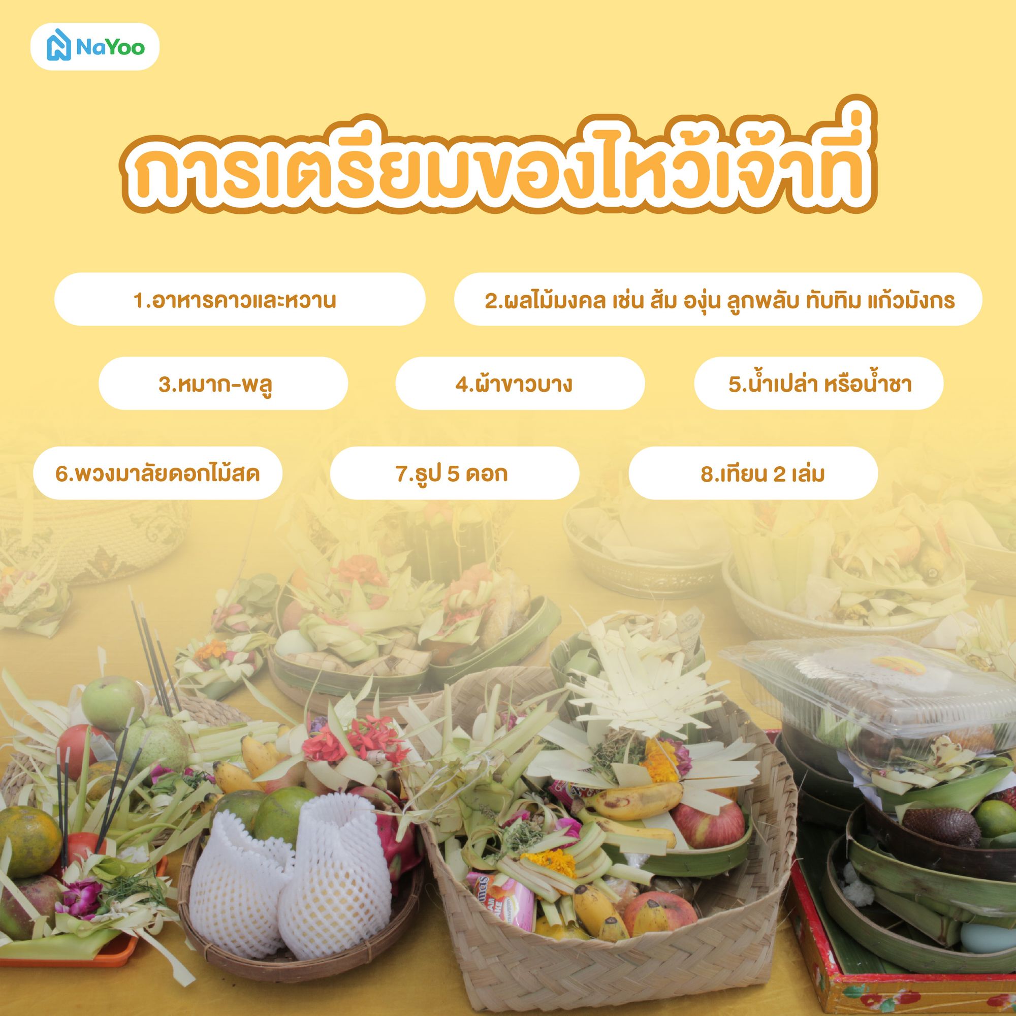 การเตรียมของไหว้เจ้าที่