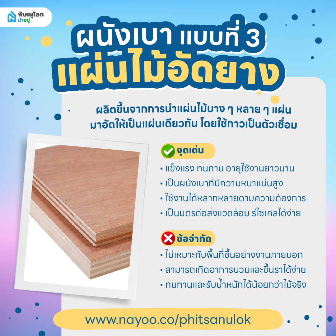 ผนังเบา แผ่นไม้อัดยาง