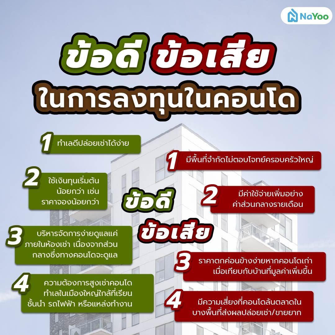 ข้อดีข้อเสียในการลงทุนในคอนโด