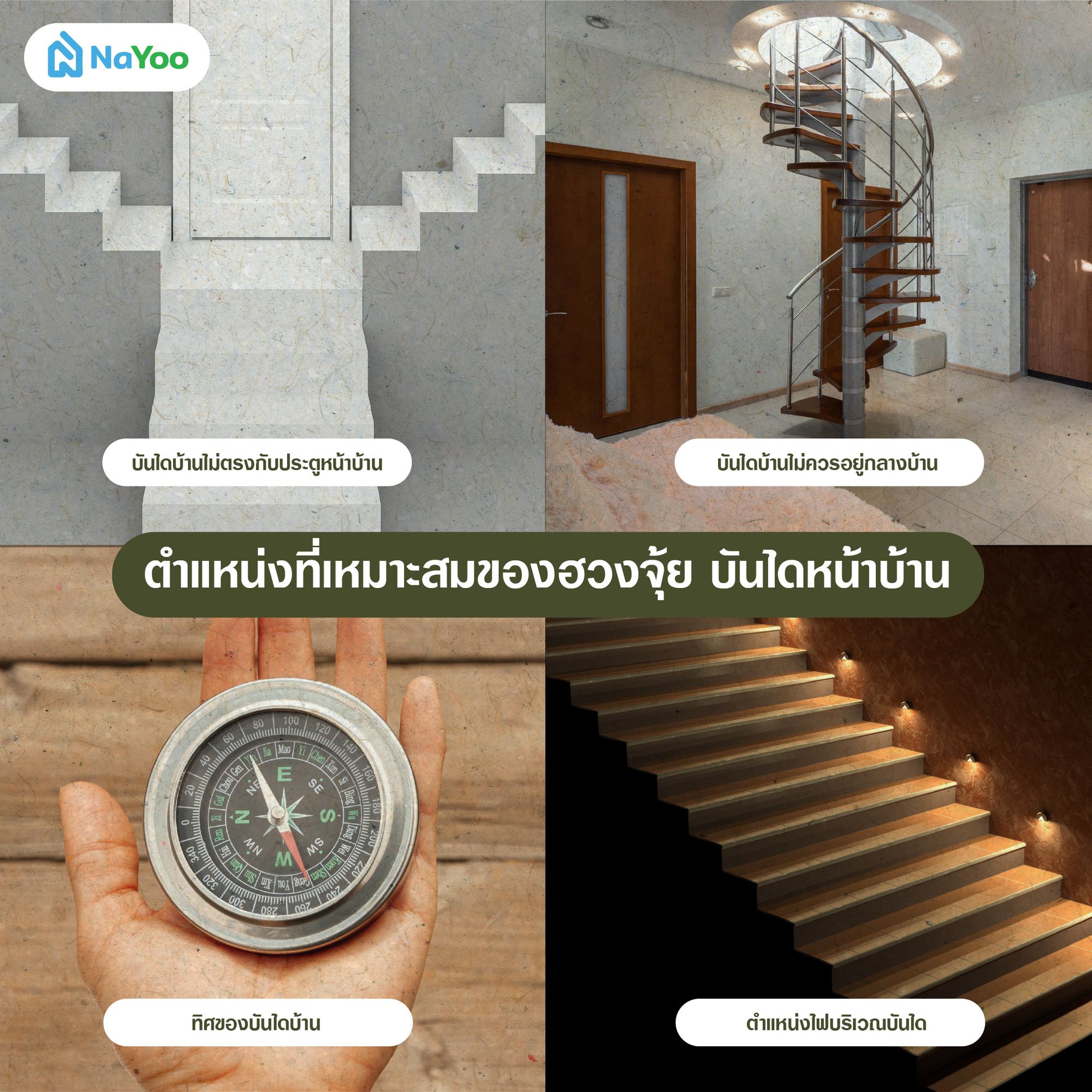ตำแหน่งที่เหมาะสมของฮวงจุ้ย บันไดหน้าบ้าน
