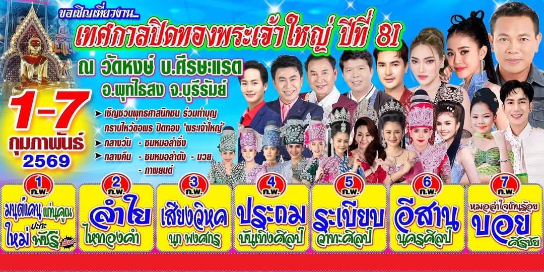 เทศกาลปิดทองพระเจ้าใหญ่วัดหงษ์​ปี​ 2569 ครั้งที่​ 81