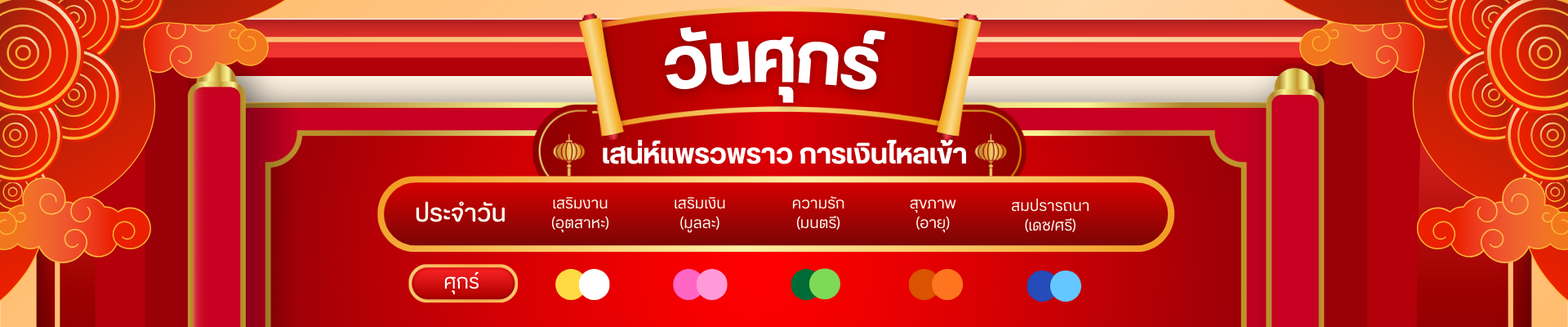 สีมงคล วันศุกร์: เสน่ห์แพรวพราว การเงินไหลเข้า