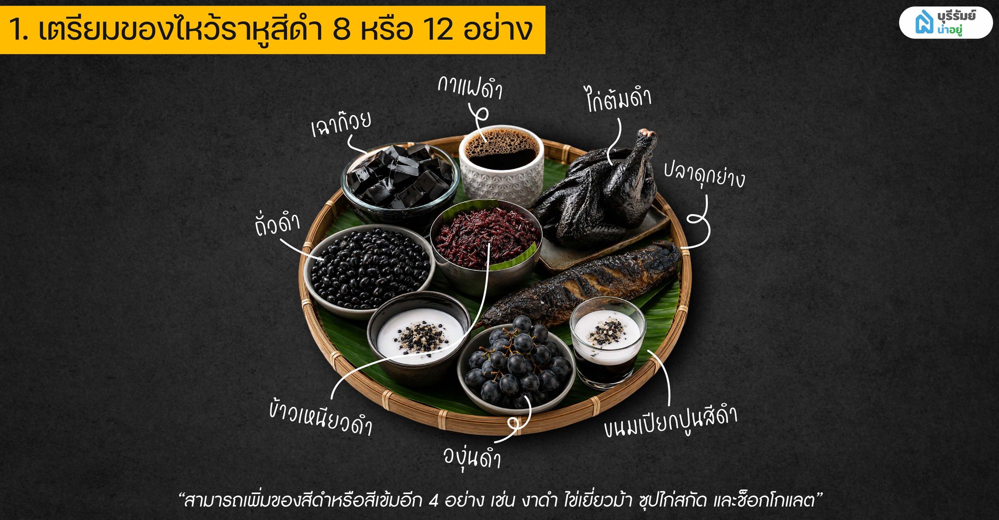 เตรียมของไหว้ราหูสีดำ 8 หรือ 12 อย่าง