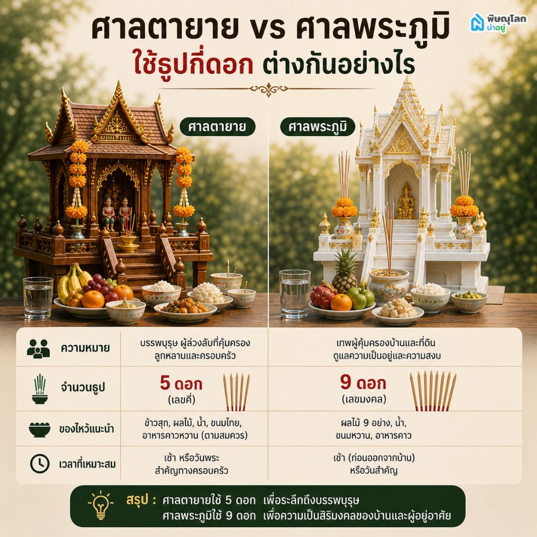 ศาลตายาย vs ศาลพระภูมิ ใช้ธูปกี่ดอก ต่างกันอย่างไร