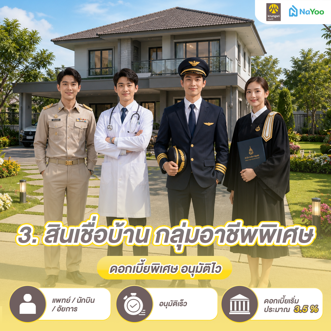 สินเชื่อบ้าน กรุงศรี เพื่อกลุ่มอาชีพพิเศษ