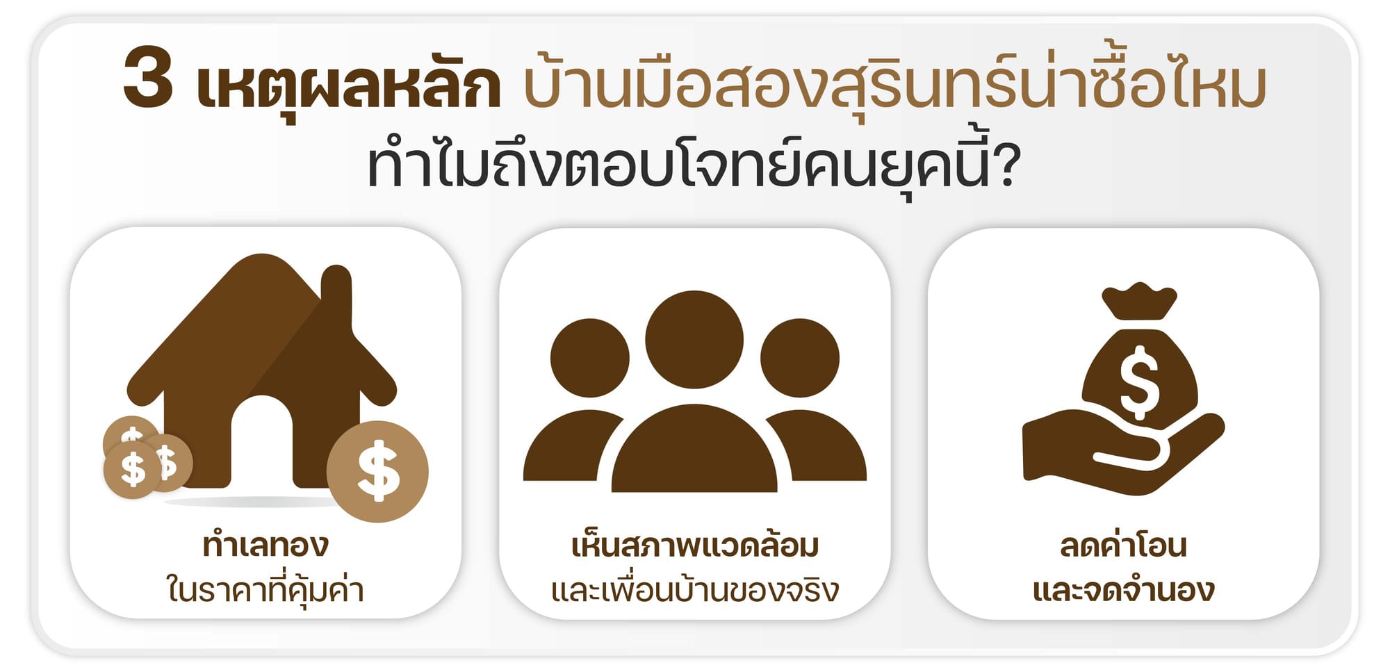 3 เหตุผลหลัก บ้านมือสองสุรินทร์น่าซื้อไหม ทำไมถึงตอบโจทย์คนยุคนี้?