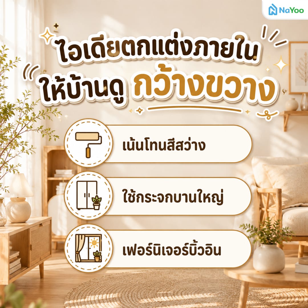 ไอเดียตกแต่งภายในบ้านน็อคดาวน์ งบ 50000 ให้ดูกว้าง