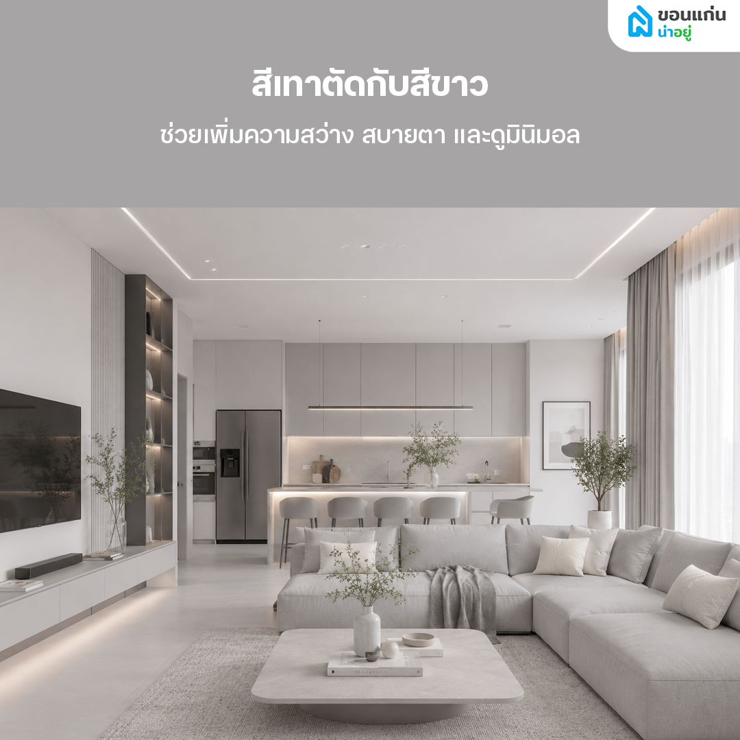 บ้าน สีเทาตัดกับสีขาว