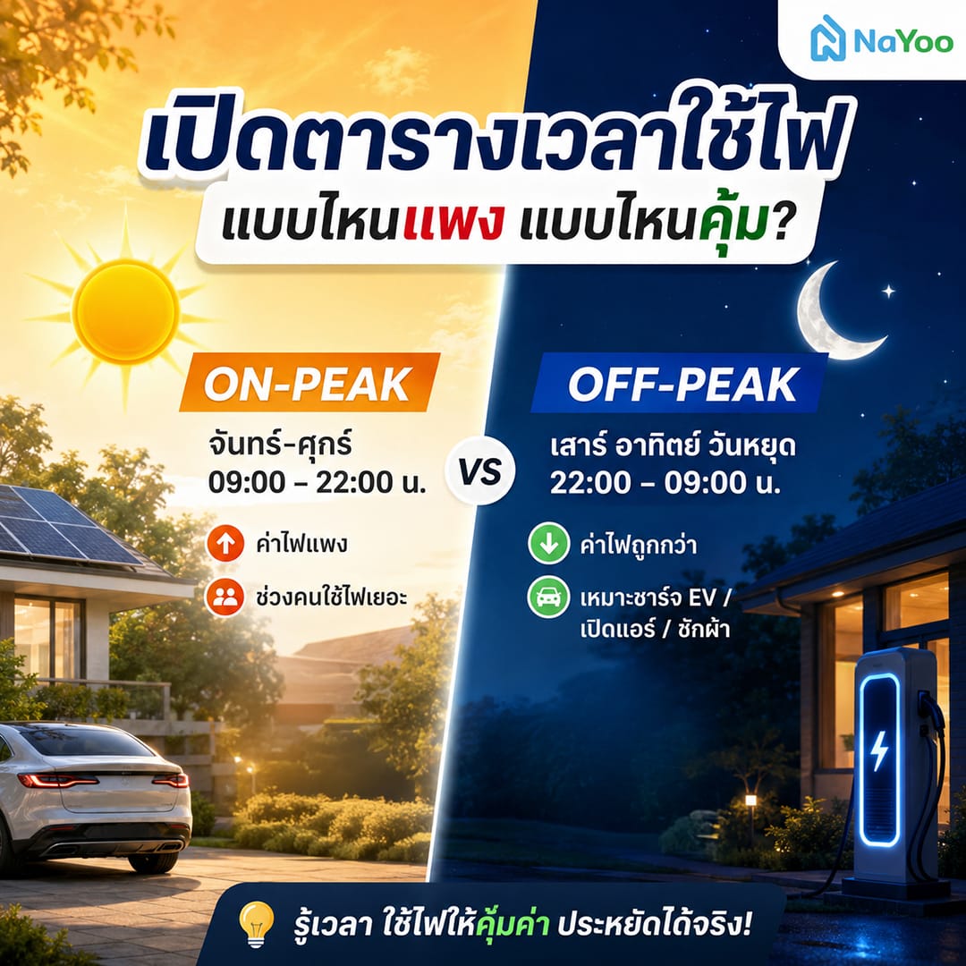 ค่าไฟ On-Peak และ Off-Peak ของมิเตอร์ TOU