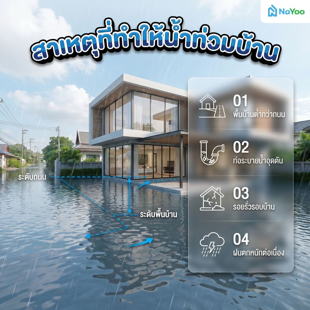 แนะนำ 4 สาเหตุหลักที่ทำให้น้ำท่วมบ้าน