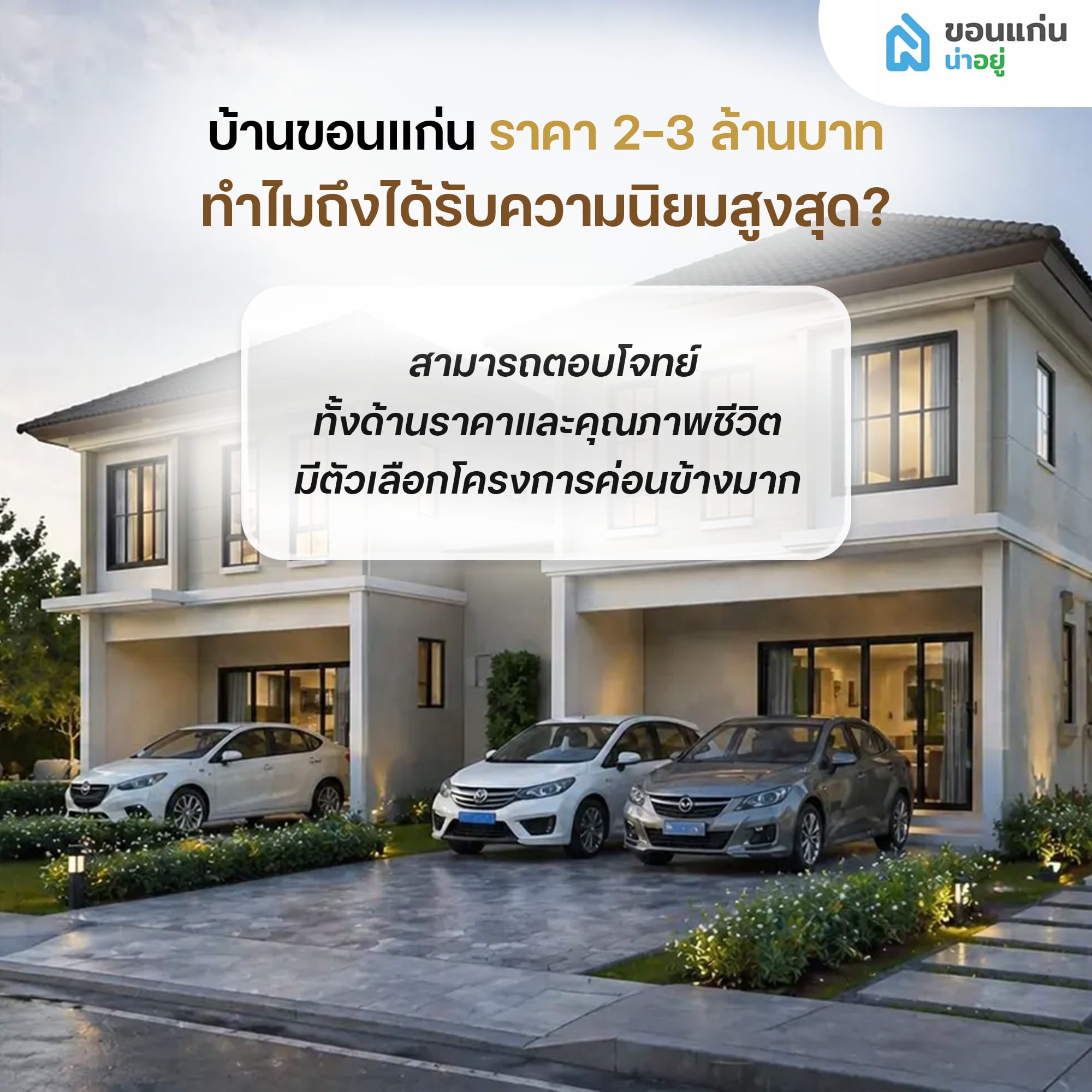 บ้านขอนแก่นราคา 2-3 ล้านบาท ทำไมถึงได้รับความนิยมสูงสุด