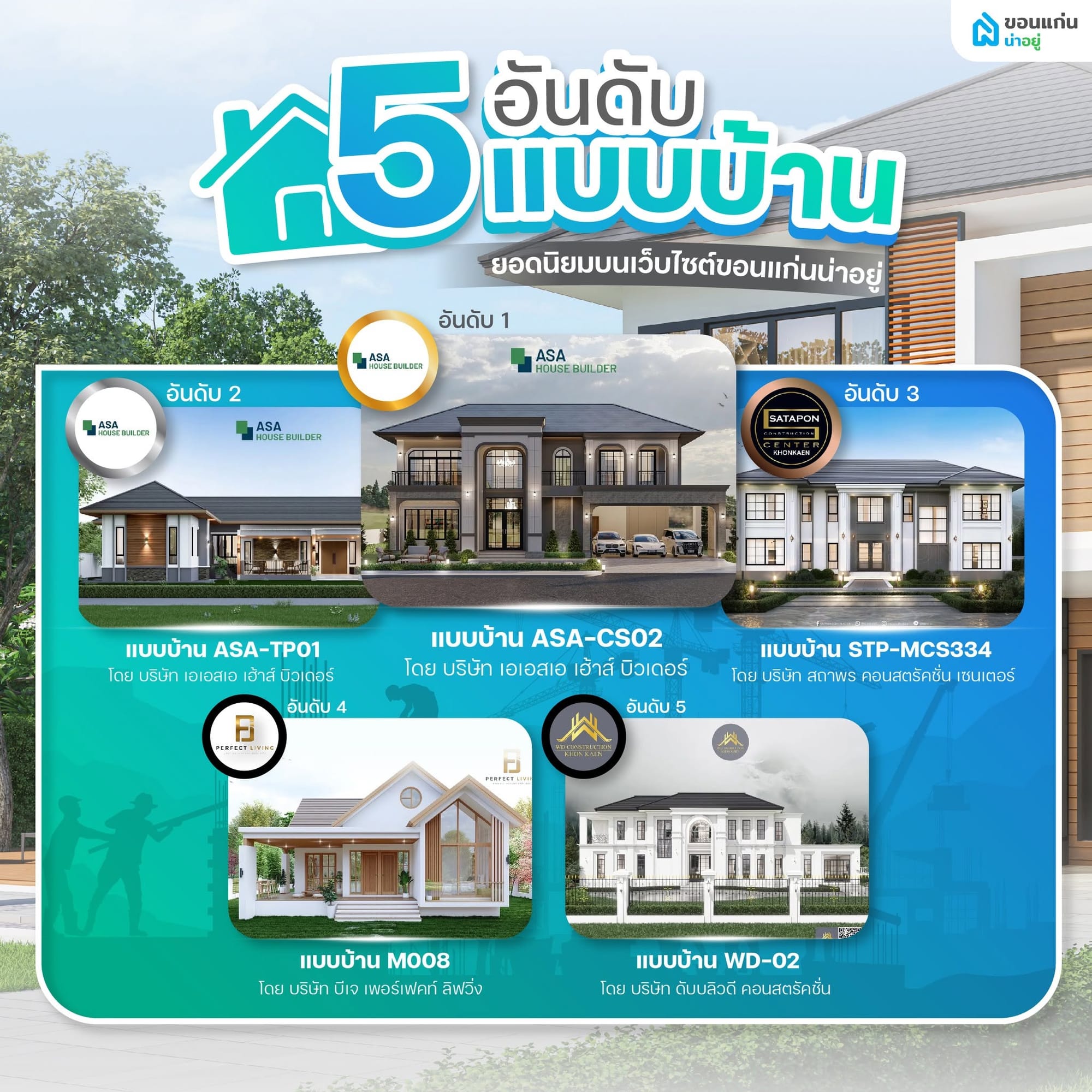 แบบบ้านยอดนิยมจากบริษัทรับสร้างบ้านขอนแก่น