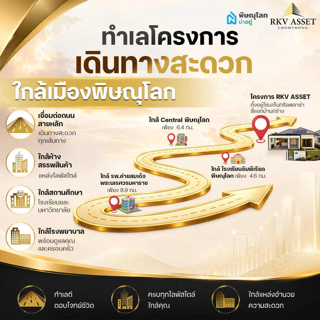 RKV ASSET ทำเลโครงการ เดินทางสะดวก ใกล้เมืองพิษณุโลก