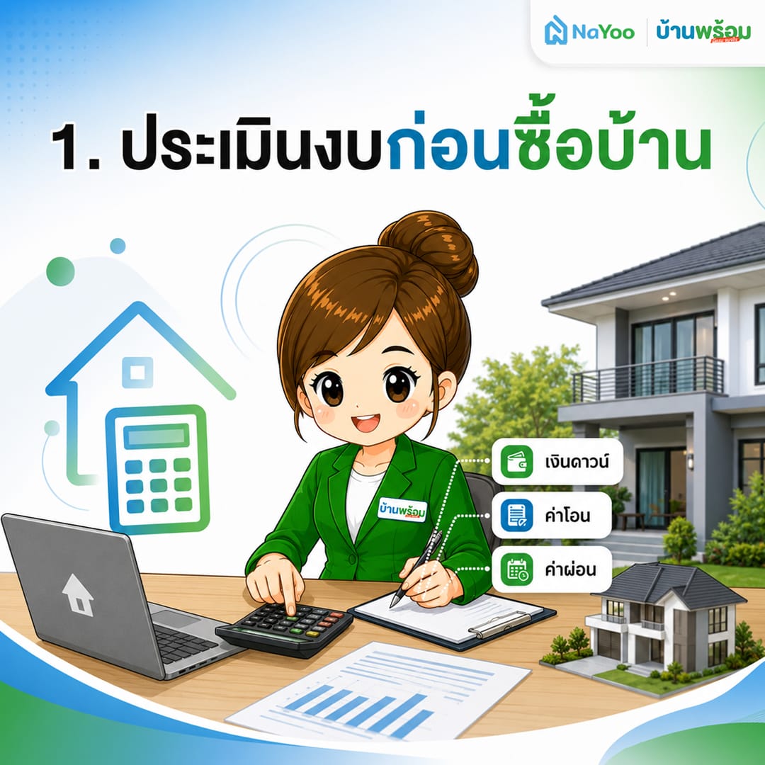 ขั้นตอนที่ 1 ประเมินงบก่อนซื้อบ้านหลังแรก