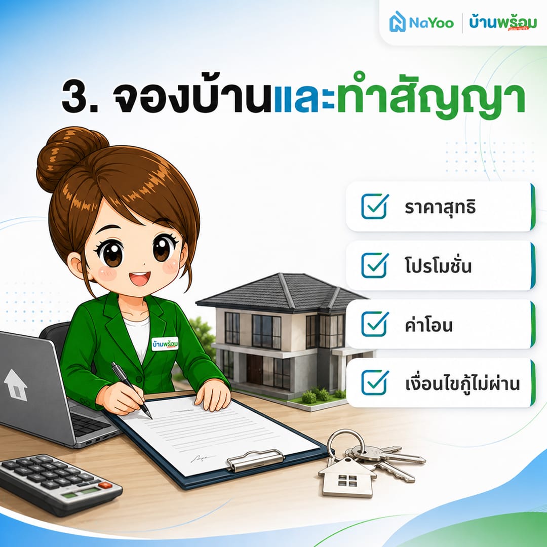 ขั้นตอนที่ 3 จองบ้านและทำสัญญา