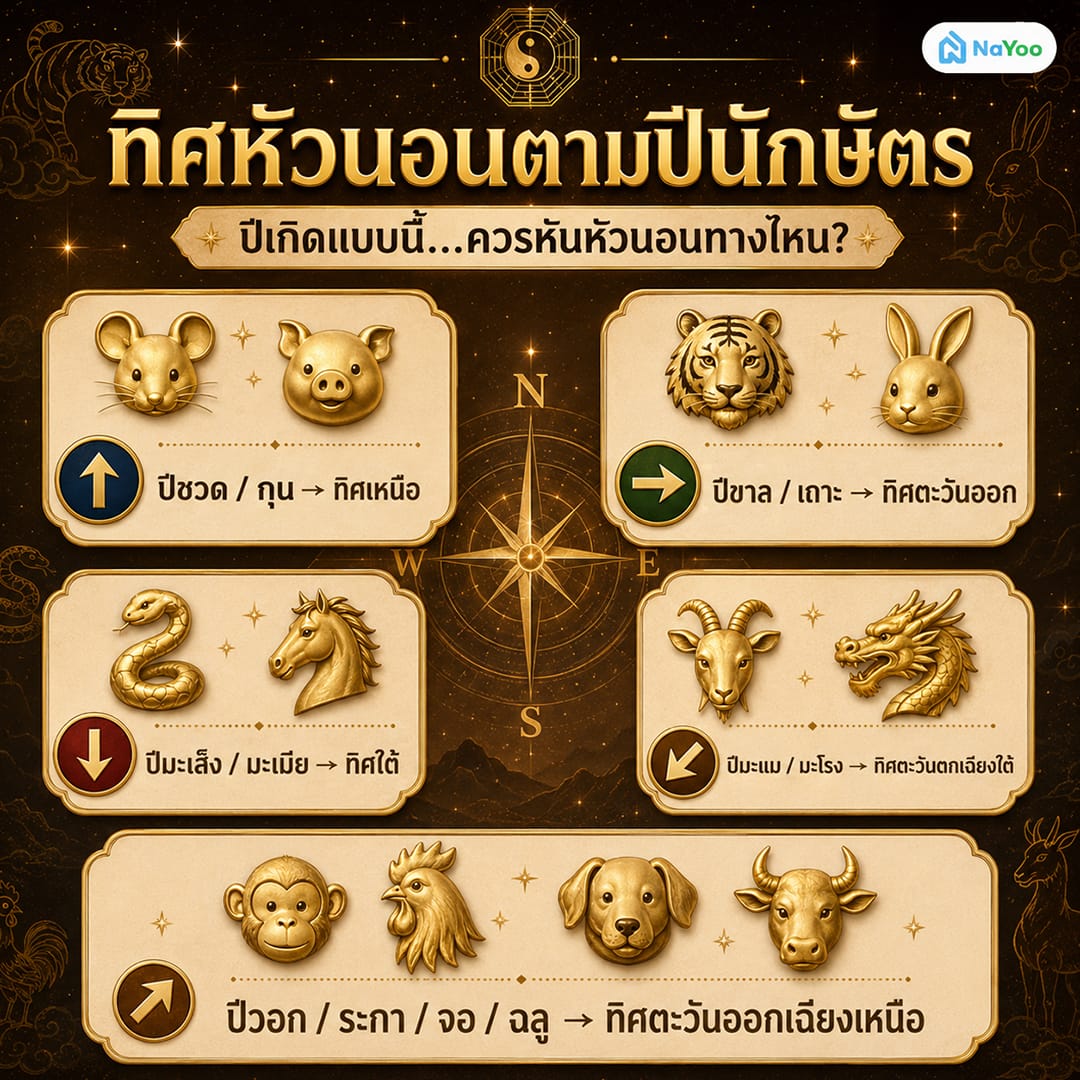 เลือกทิศนอนมงคลตามปีเกิดและปีนักษัตร