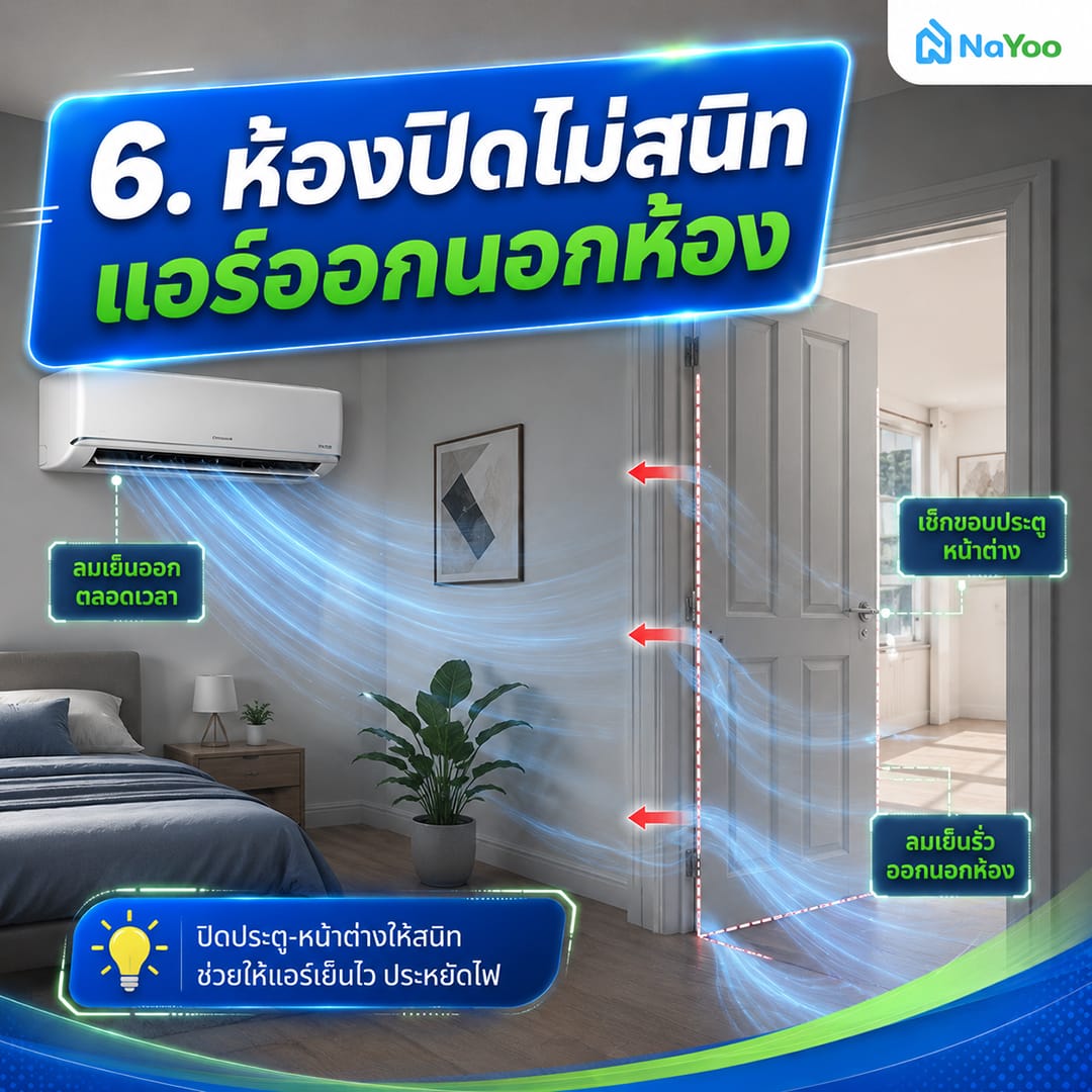 แอร์ไม่เย็น มีแต่ลมจากที่ห้องปิดไม่สนิท