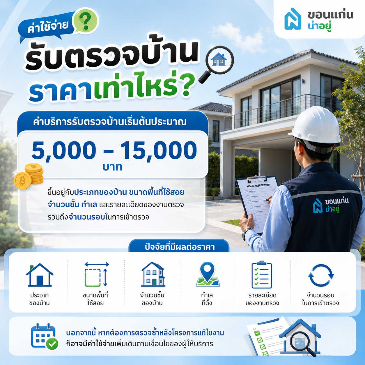 ค่าใช้จ่ายรับตรวจบ้าน ราคาเท่าไหร่?