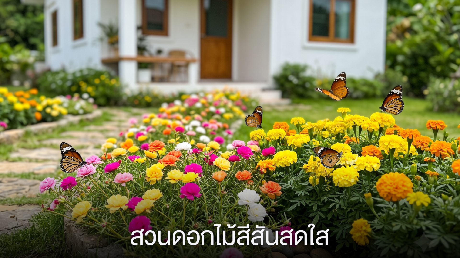 สวนดอกไม้สีสันสดใส