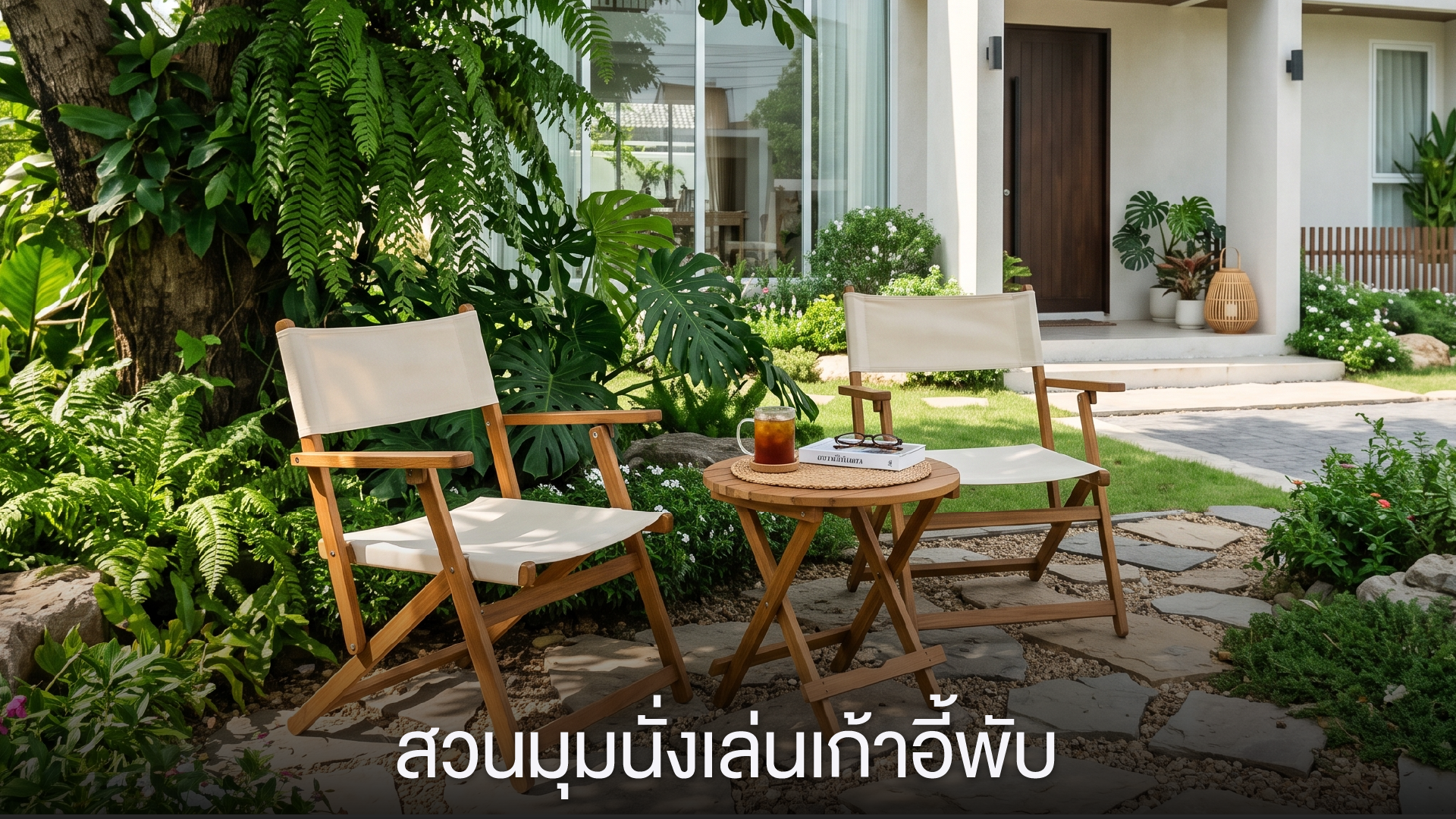 สวนมุมนั่งเล่นเก้าอี้พับ